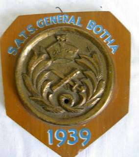 S.A.T.S GENERAL BOTHA : 1939 : BRASS MOUNTED ON WOOD : 22.5 x 24.5 : WEIGHS 2.050kg