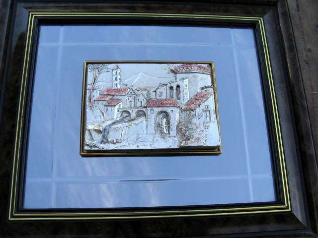 3D METAL PICTURE (17.5x12.5cm) MOUNTED ON MIRROR TYPE BACKGROUND :  FRAMED : 47x41cm : MADE IN ITALY