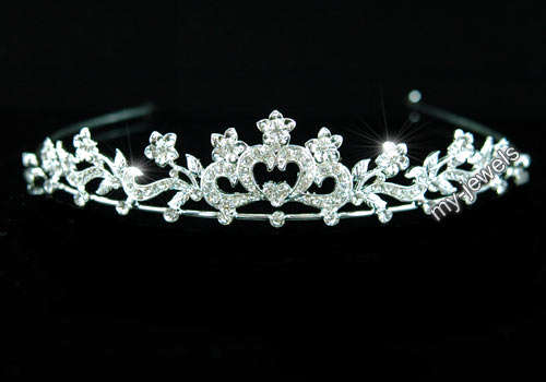 Heart Flower Rhinestone Crystal Tiara (In Stock)
