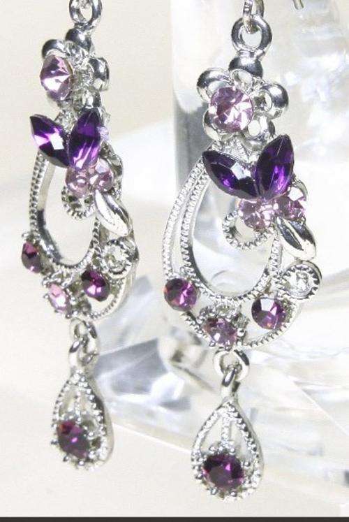 Purple Faceted Swarovski Crystal Earrings (In Stock)