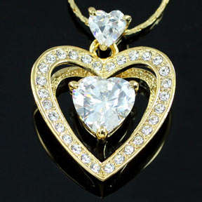 4 Carat Heart Gold Plated Necklace with Swarovski Crystal