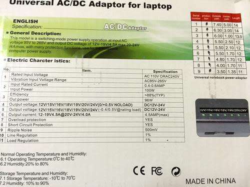 Boxed Org Universal Laptop Charger(Not Working)