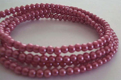 4mm Medium Pink Glass Pearl Beads