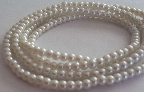 4mm Pearly White Glass Pearl Beads
