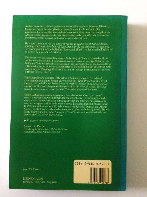 Sol Plaatje: South African Nationalist 1876-1932, Brian Willan, 1984