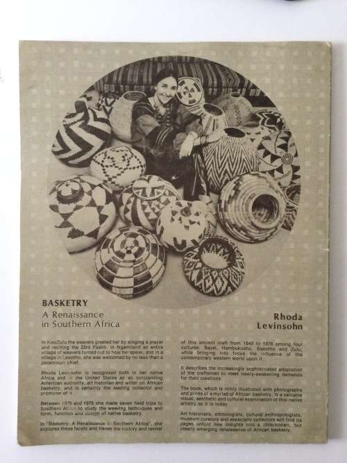 Basketry, A Renaissance in Southern Africa, Rhoda Levinsohn, 1979