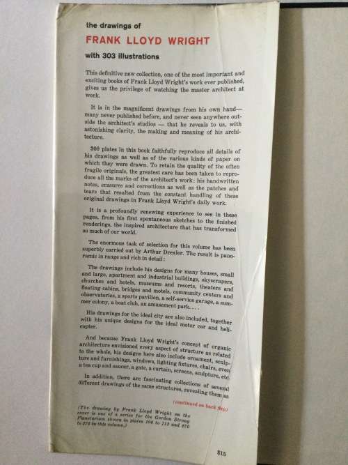 The Drawings Of Frank Lloyd Wright, Drexler, 1962