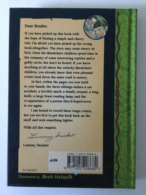 A Series Of Unfortunate Events, The Reptile Room, Book The Second, Lemony Snicket, 2001
