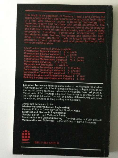 Construction Technology, Volume 3, R Chudley, 1978