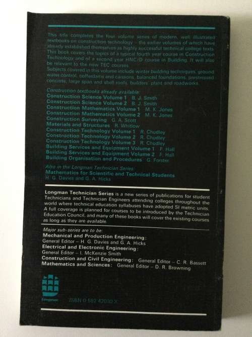 Construction Technology, Volume 4, R Chudley, 1979