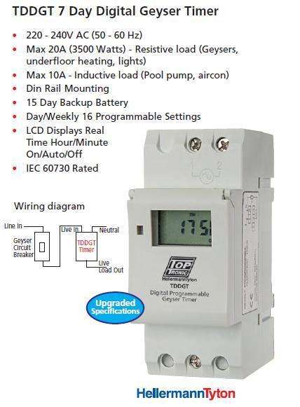 Top Tronic 7 Day digital Geyser Timer
