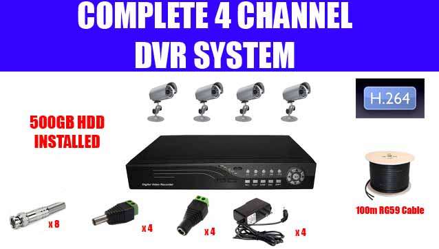 Complete 4 Channel CCTV System with Day / Night Colour Cameras ** CAN BE UPGRADED TO 8 CAMERAS **