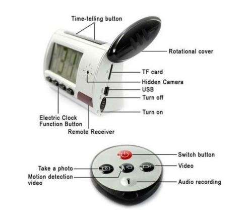 Camera Alarm Clock Micro Hidden Nanny Cam Motion Detection Mini DV DVR Video Spy