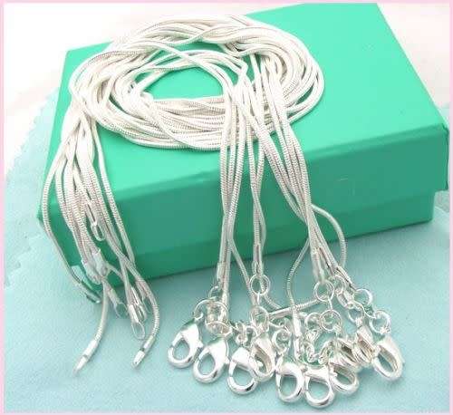 925 sterling solid silver 1MM snake chain necklace