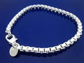 925 sterling silver venetian link bracelet 4mm 8inch