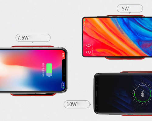 BENKS Thin Cube Aluminum Alloy Qi Wireless Phone Charger for iPhone & Samsung Red