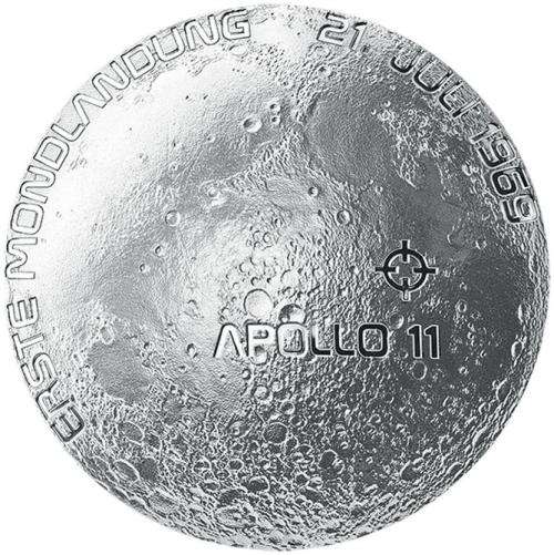 2019 AUSTRIA 50TH ANNIVERSARY OF THE MOON LANDING .925 SILVER PROOF COIN GLOW IN THE DARK