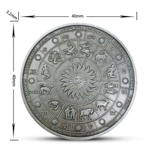 2019 Constellation Relief Commemorative Libra Bronze Plated Token Coin