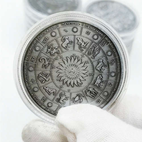 2019 Constellation Relief Commemorative Libra Bronze Plated Token Coin