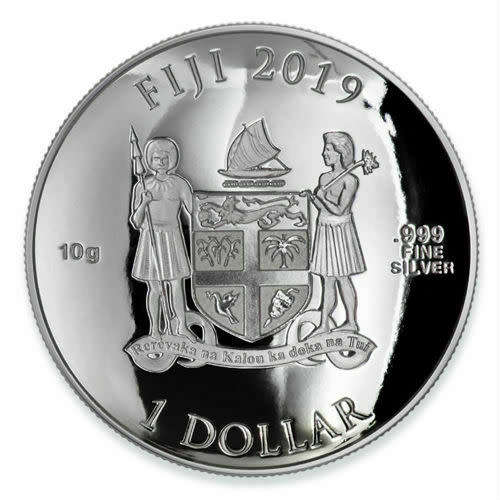 CAPTAIN AMERICA SHIELD 2019 10 GRAM PROOF SILVER DOMED COIN FIJI