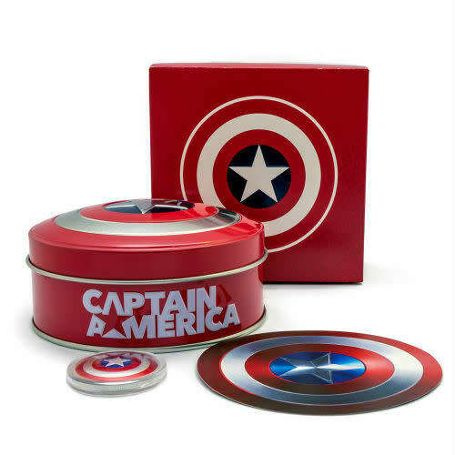 CAPTAIN AMERICA SHIELD 2019 10 GRAM PROOF SILVER DOMED COIN FIJI