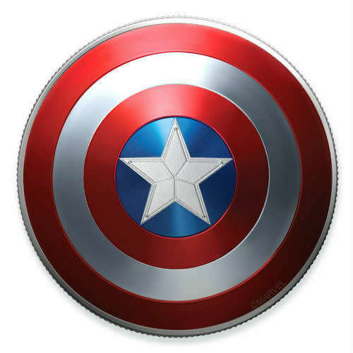 CAPTAIN AMERICA SHIELD 2019 10 GRAM PROOF SILVER DOMED COIN FIJI
