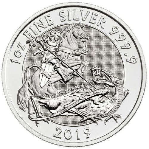 2019 Great Britain 1 oz Silver Valiant St. George £2 pound Coin
