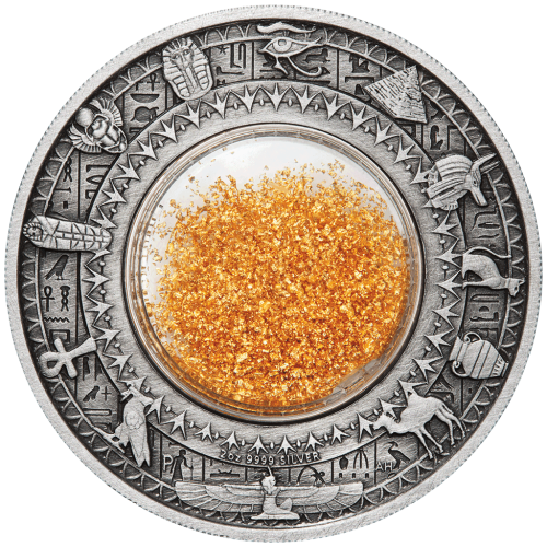 2019 Golden Treasures of Ancient Egypt 2oz SILVER ANTIQUED COIN