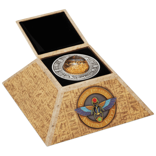 2019 Golden Treasures of Ancient Egypt 2oz SILVER ANTIQUED COIN