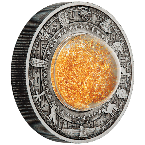 2019 Golden Treasures of Ancient Egypt 2oz SILVER ANTIQUED COIN