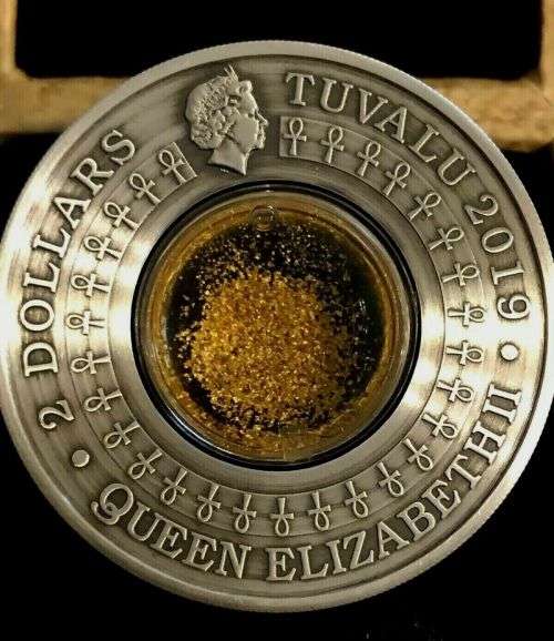 2019 Golden Treasures of Ancient Egypt 2oz SILVER ANTIQUED COIN