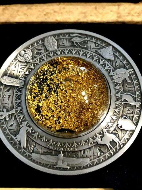 2019 Golden Treasures of Ancient Egypt 2oz SILVER ANTIQUED COIN