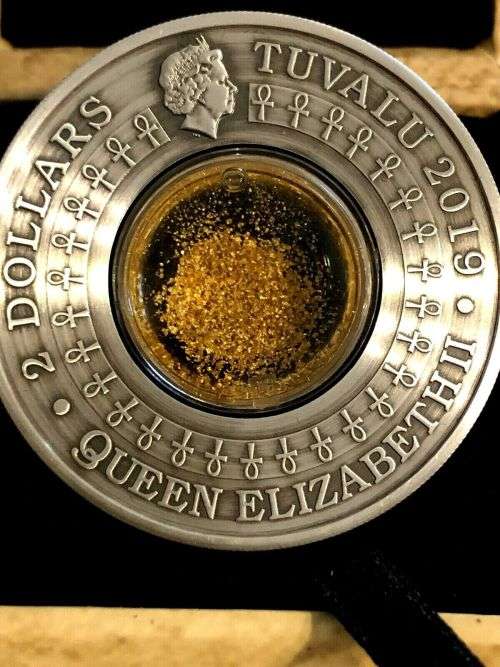 2019 Golden Treasures of Ancient Egypt 2oz SILVER ANTIQUED COIN