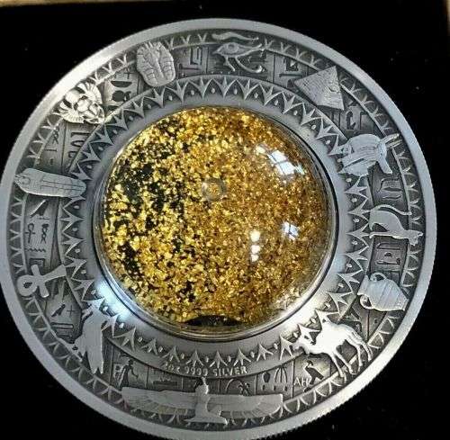 2019 Golden Treasures of Ancient Egypt 2oz SILVER ANTIQUED COIN