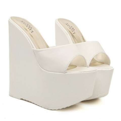 White Platform Ladies Wedges - size 3
