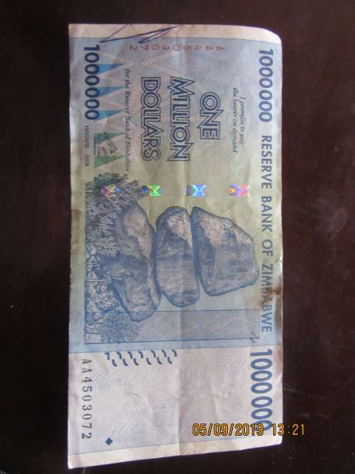 One Million Zimbabwe Dollar Note