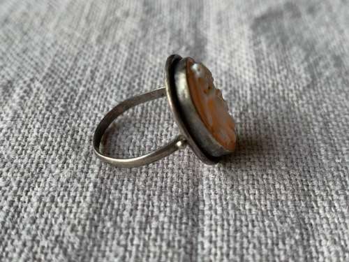Vintage cameo sterling silver ring