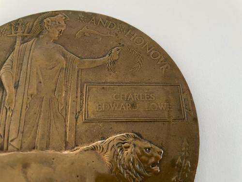 Bronze | WW1 | Dead man`s Penny | Death Penny | Charles Edward Lowe ***R1 START***