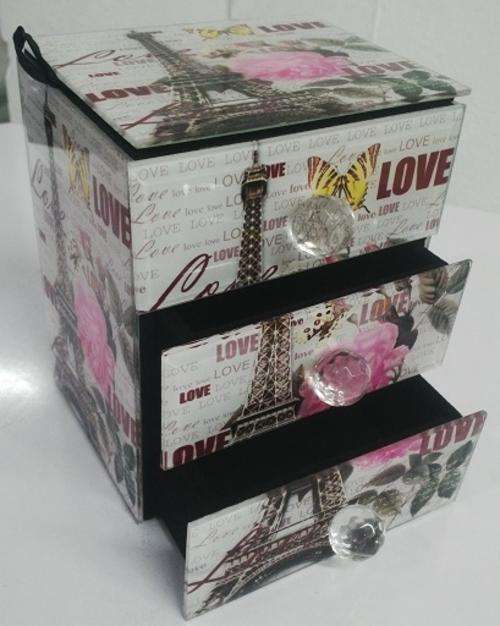 Eiffel Tower Love Paris Glass Jewellery box - Glow in the dark