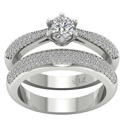 14ct White Gold Bridal Ring Set : 1.00ct Natural Diamonds I1 / H : 2 RINGS * R25 500 *