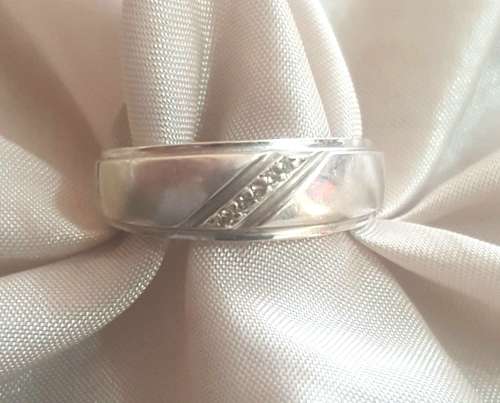 10ct Solid White Gold MENS Wedding Ring : 0.05ct Natural Diamonds Size 10 / T