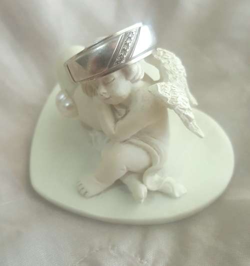 10ct Solid White Gold MENS Wedding Ring : 0.05ct Natural Diamonds Size 10 / T