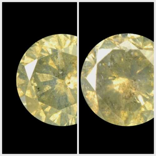 Matching Pair of 0.41ct EACH Fancy Yellow Round Cut 100% Natural Diamonds! R58500