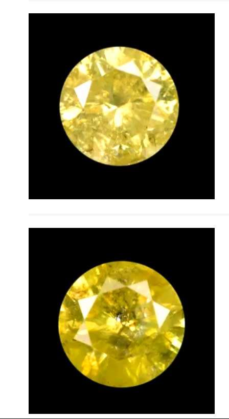 Matching Pair of 0.29ct ea (0.58ct) Fancy Intense CANARY YELLOW Round 100% Natural Diamonds! R38 000