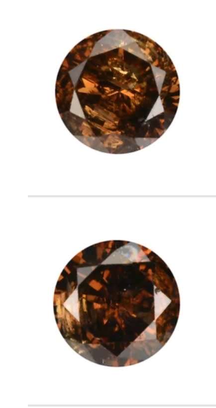 Matching Pair of (0.58ct) Fancy Intense Cognac Round 100% Natural Diamonds! R26500