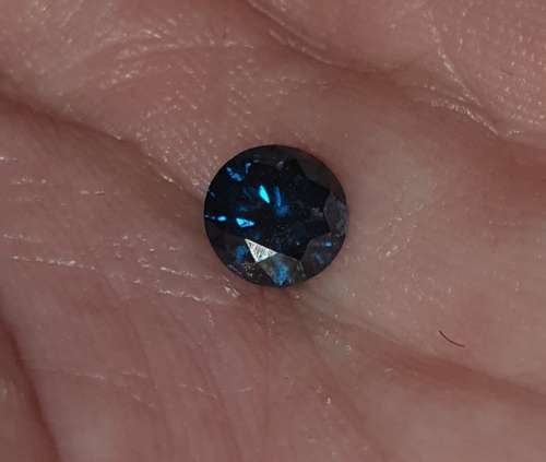 100% Natural Fancy Vivid Midnight Blue Round Cut Diamond  : 0.70ct