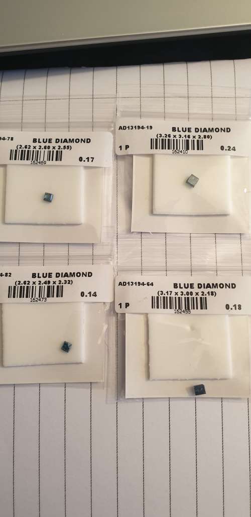 8 Princess Cut Natural Fancy Deep Blue Diamonds totalling 1.25cts Sold as one Lot *R75 000