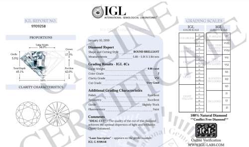 A Superb Beauty ! 0.86ct Lab Certified Natural Round Cut Diamond VS1 - Absolutely Gorgeous!