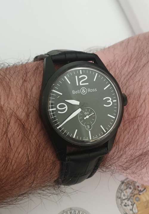 Men's Bell & Ross Vintage BR123 Automatic Black with Original Box - 9.5/10 !