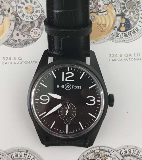 Men's Bell & Ross Vintage BR123 Automatic Black with Original Box - 9.5/10 !